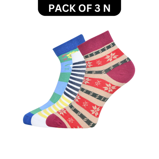 Montebello Women's Flat Knit High Ankle Socks - Pack of 3