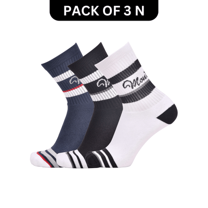 Montebello Men's Full Cushioned Terry/Towel Crew Socks - Pack of 3